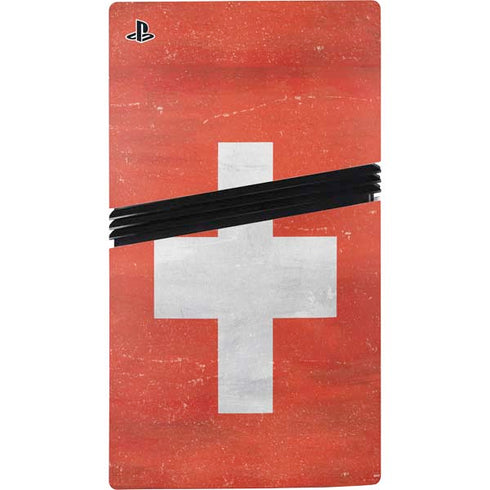 Switzerland Flag Distressed PS5 Pro Disk Console Skin